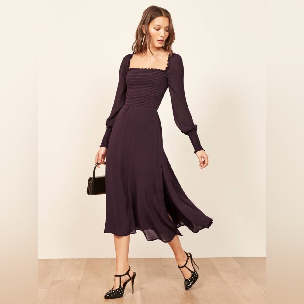 Reformation rowan linen blackberry dress